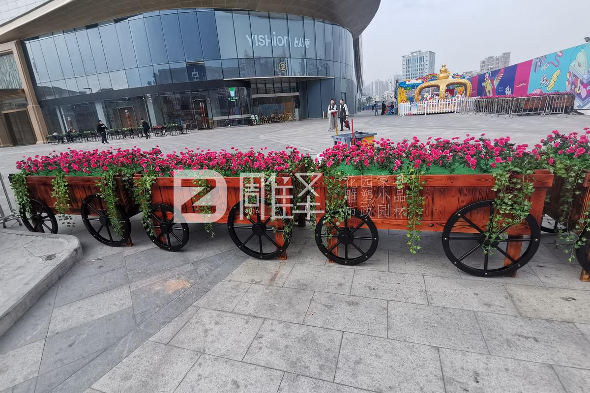 广东东莞常平翔龙天地户外花车假花制作摆放(图3)