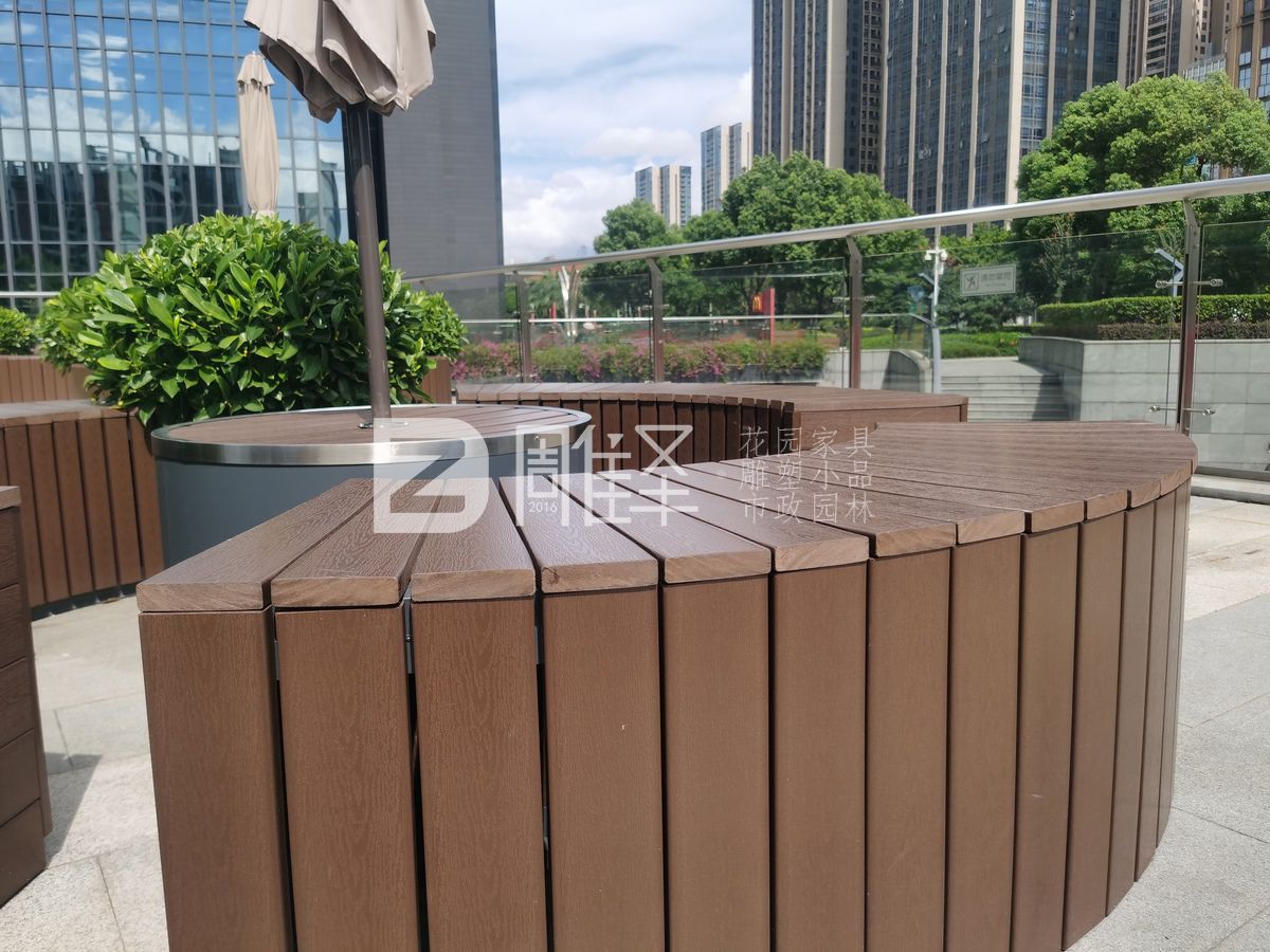 广州万盛广场塑木户外花园家具围树椅(图10)